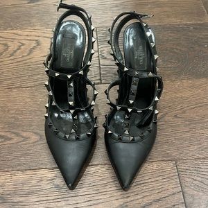Valentino black rock-stud heels